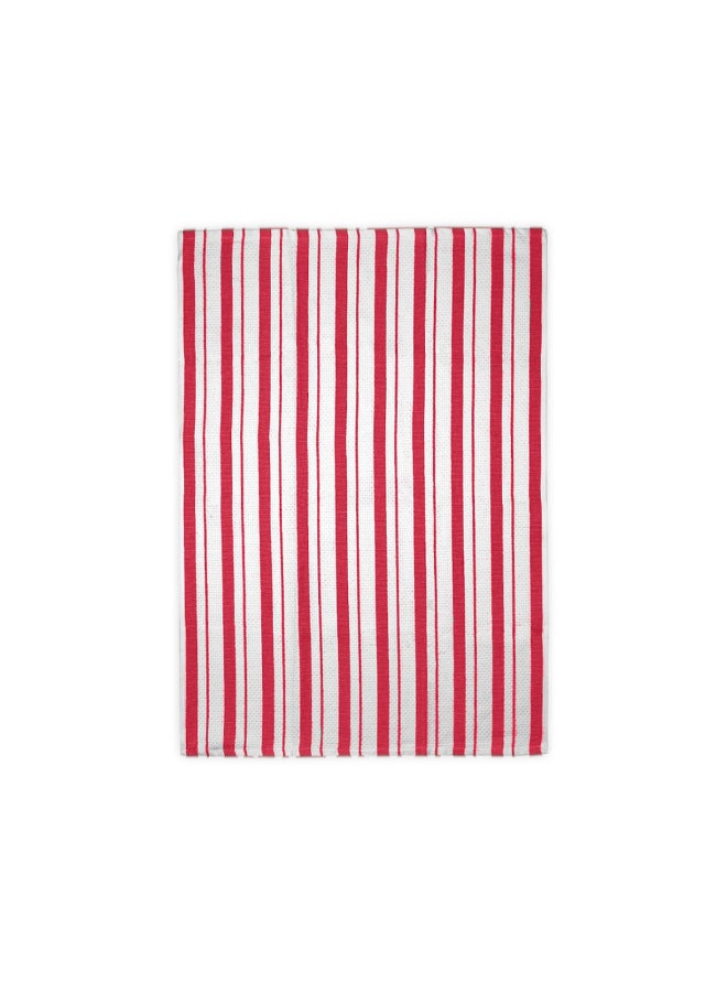 Stripe Pattern Basket Weave Kitchen Towel Crimson and White 20 x 30 Inch 6619-2206